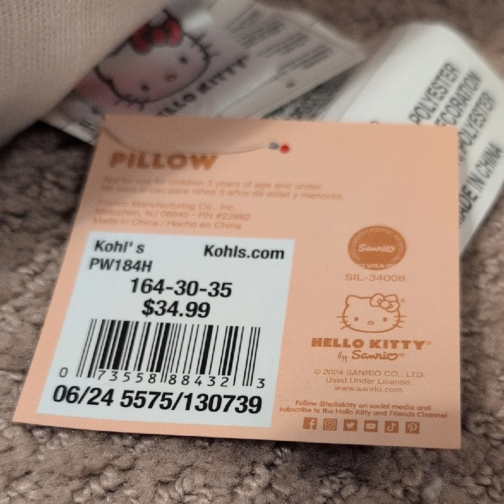 Hello Kitty Round Throw Pillow NWT